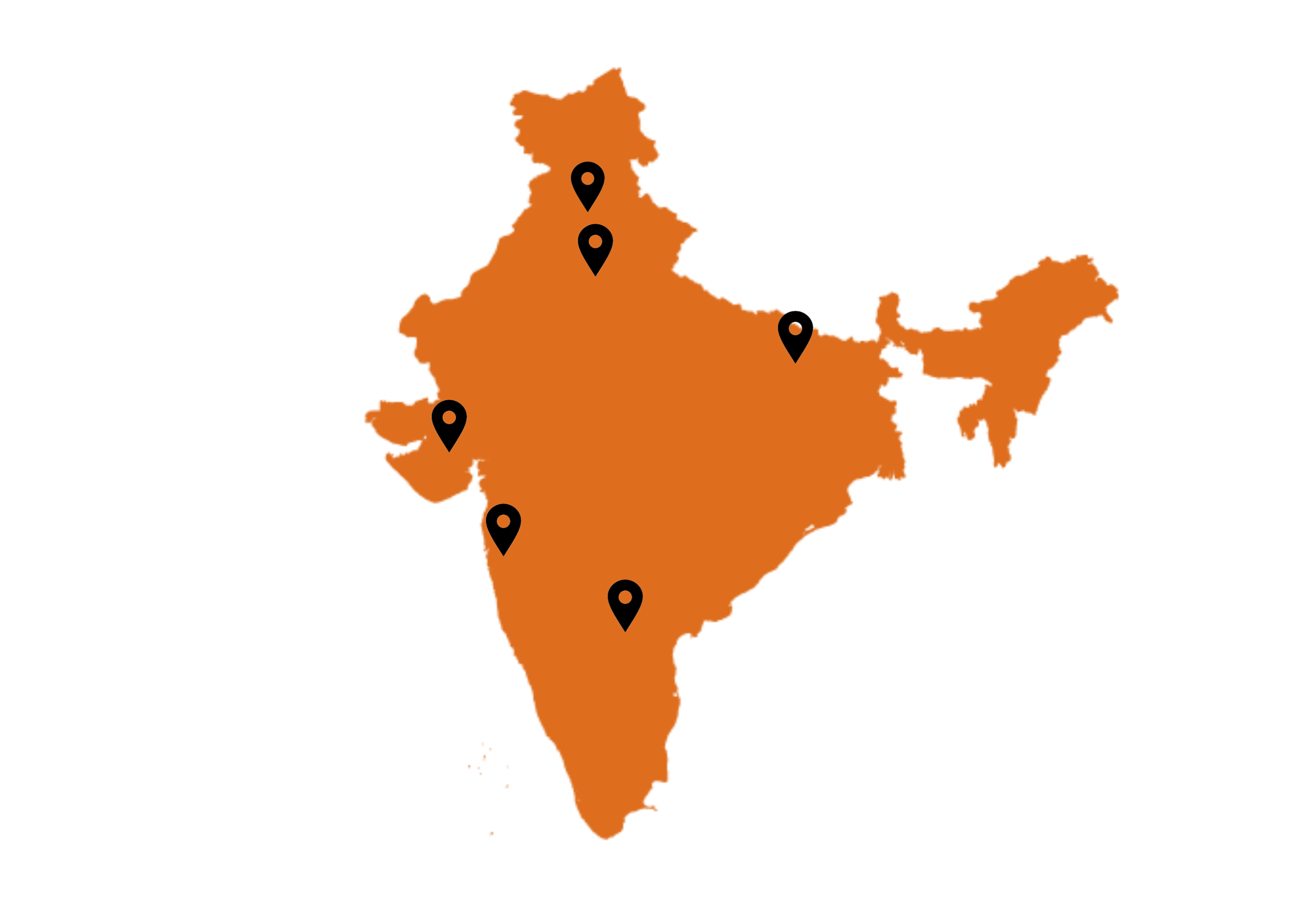 India map with branch locations
